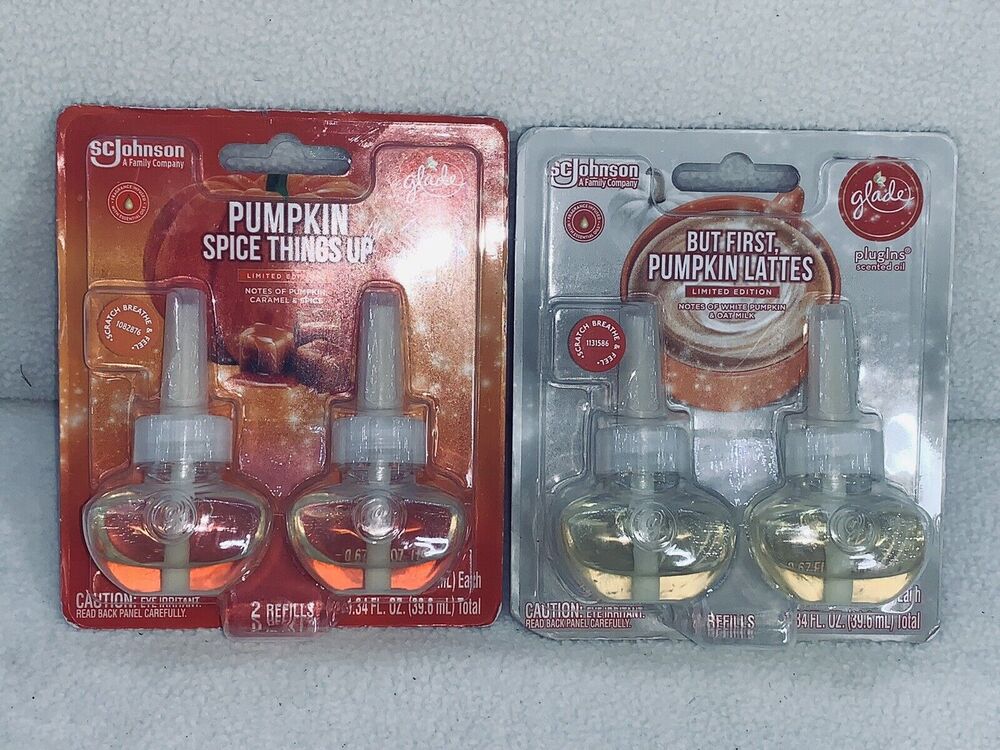 2X-2 Pack Glade Plugins Refills 1st Latte And Pumpkin Spice Things Up Autumn New